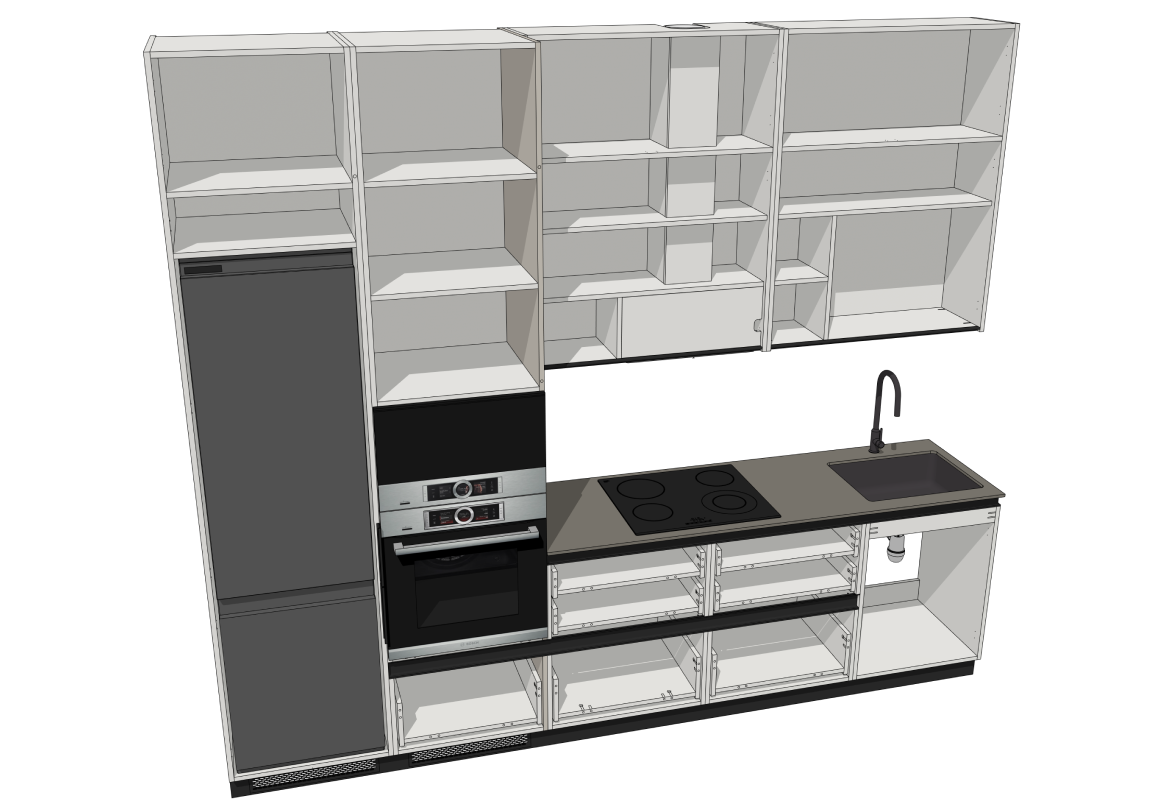 3D модель кухні, спроєктована в Sketchup